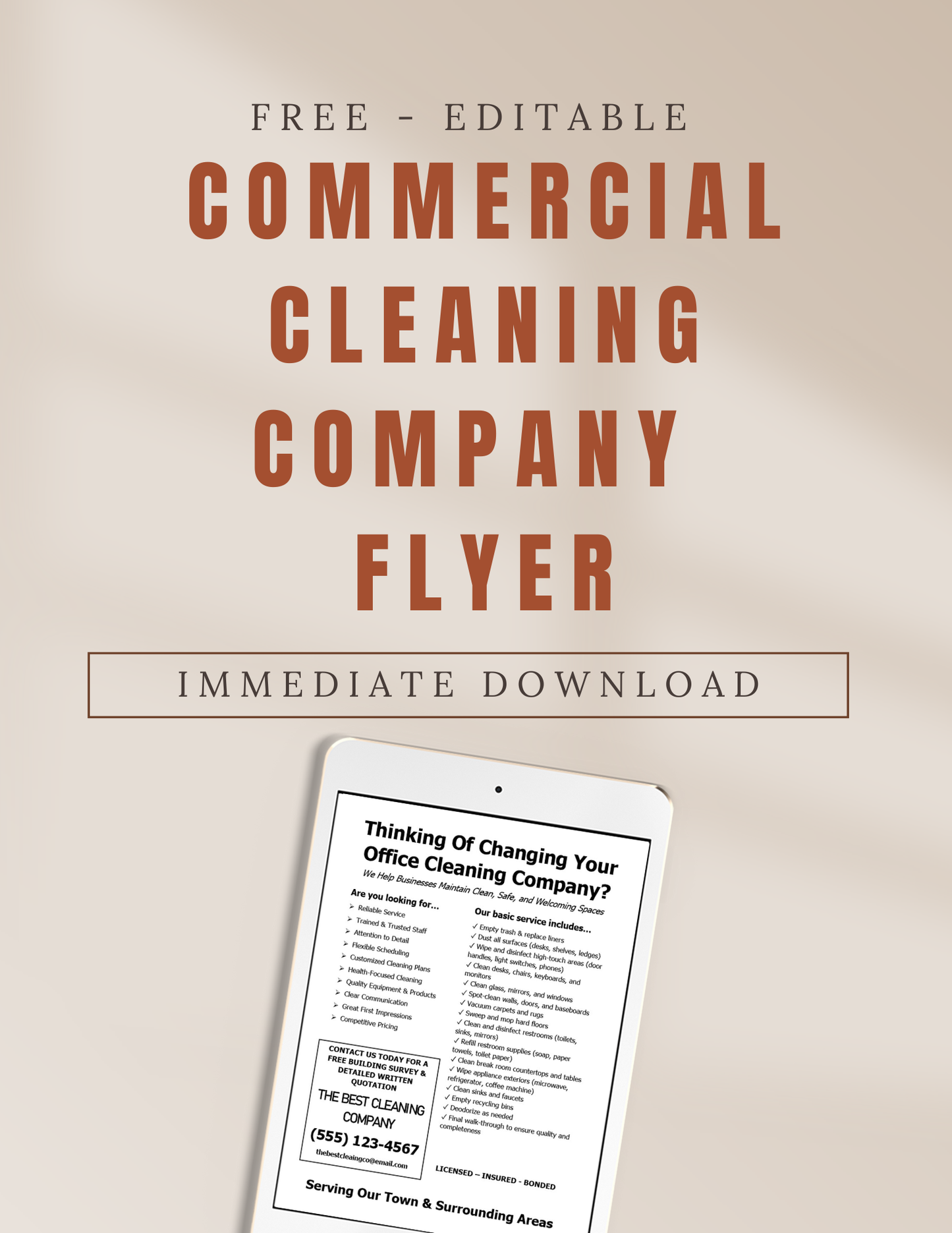 FREE Editable Flyer - After Download You Can Edit This Flyer In WORD to Add Your Own Company Information